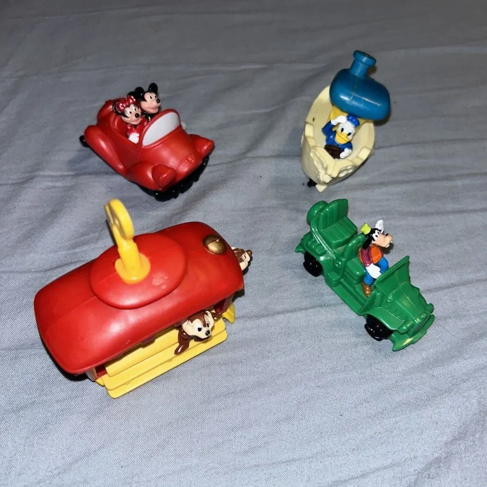 Disney 1993 Wind Up Toon Town Toy Vehicles Micky‎ Minnie Donald Goofy B1